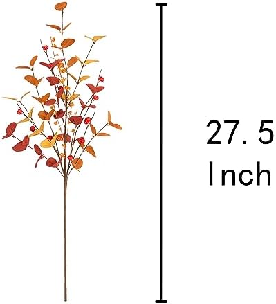 6 Pcs Aritificial Eucalyptus Stems Fall Decorations Leaves Spray Autumn Decorations with Fall Flowers Branches and Fall Plants for Fall Floral Arrangements - Image 2