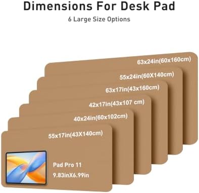 Aothia Faux Leather Desk Mat Mouse Pad, 40" x 24", Khaki - Image 2