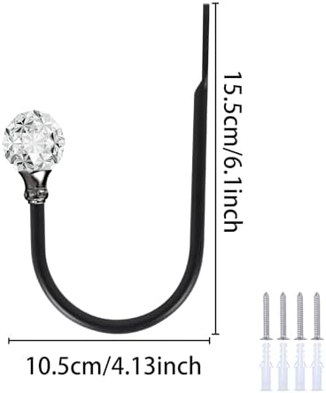 Groleca U Shaped Metal Curtain Holdbacks, Curtain Tiebacks, 2 Pack, Black - Image 4