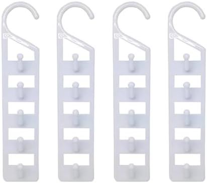 Closet Space Saver Hooks,Set of 4,Belts Hanger Holder,Compact Clothes Storage Organizers with 5 Holes for Home Dorm Apartment (4, White) by ZAAWUUT
