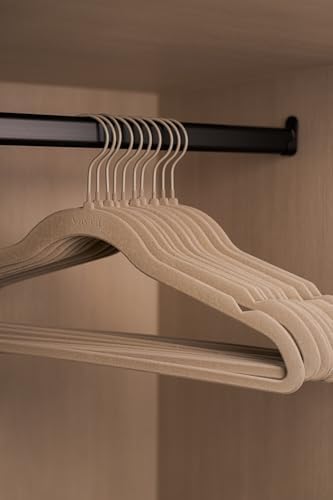 Vayra Home Velvet Hangers – Non-Slip Clothes Hangers for Closet Organization – Neutral Beige, Strong Hold, Matte Hook – Adult (Set of 10) - Image 2