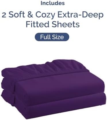 CGK Linens 2 Pack Extra Deep Full Fitted Sheets - Purple - Image 4
