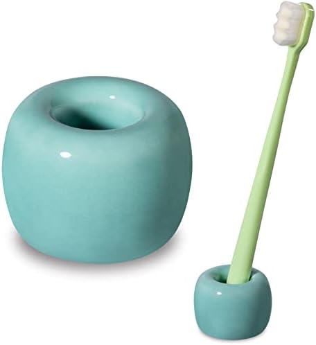 Urbanstrive Sleek Mini Ceramics Toothbrush Holder Stand for Bathroom Vanity Countertops (Green 1-Pack) by Urbanstrive