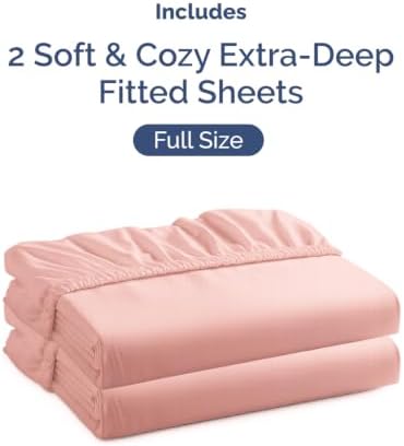 CGK Linens 2 Pack Extra Deep Full Fitted Sheets - Baby Pink - Image 4