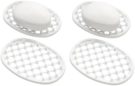 4 Pack Soap Dish for Shower, Non-Slip Silicone Bar Soap Holder with Efficient Drainage Holes for Bathroom Sink, Self Draining Soaps Saver Pad for Shower Niche, Shelf (White- 4Pcs) by Aenfaiy
