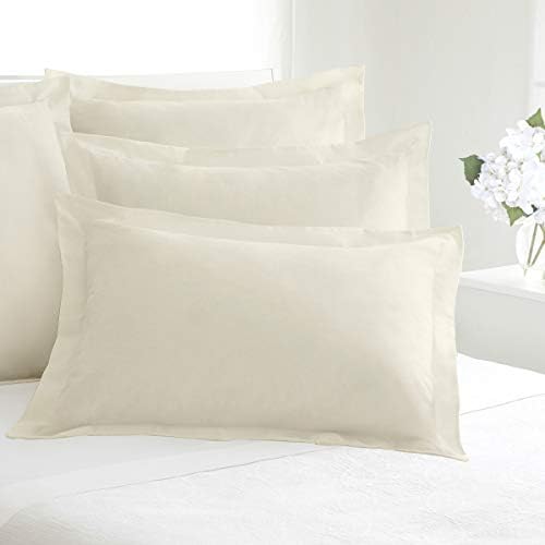 FRESH IDEAS Poplin Tailored 2-Pack Pillow Sham, King, Ivory - Image 3