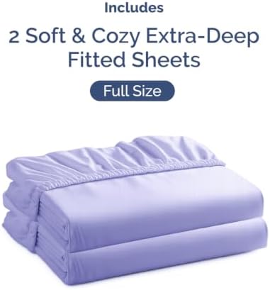 CGK Linens 2 Pack Extra Deep Full Fitted Sheets - Lavender - Image 4