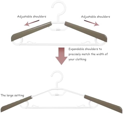 6-Pack Heavy Duty Plastic Extra-Wide Arm 15"-23" Suits Clothes Hangers with Swivel Hooks,Perfect for Coat,Jacket,Dress,Shirt,Trousers or Closet Space Saving,Grey&White - Image 3