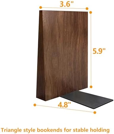 Luxdecor Decorative Bookends-Non Skid Triangle Walnut Bookend 6x5x4in 2Pack - Image 3