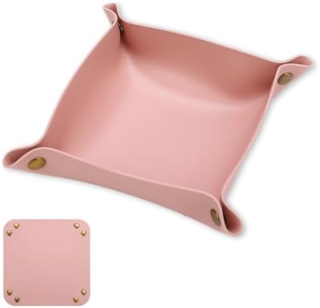 8 x 8 Inch Pink PU Leather Valet Tray for Keys, Coins, Jewelry and Phone by Unknown