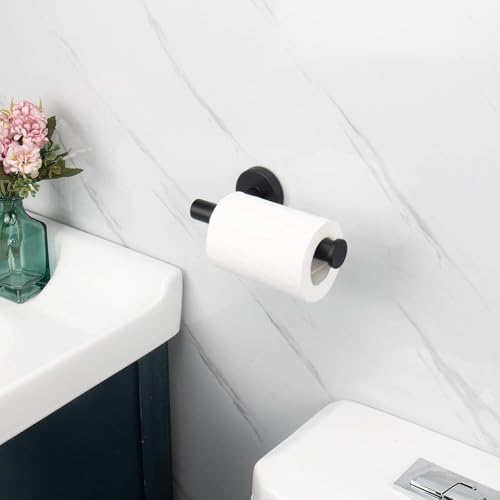 NearMoon Bathroom Toilet Paper Holder, Premium SUS304 Stainless Steel Rustproof Wall Mounted Toilet Roll Holder for Bathroom, Kitchen (4 Pack, Matte Black) - Image 2