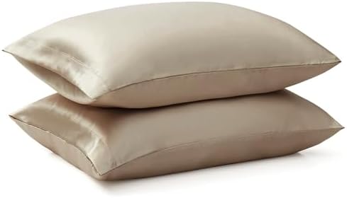 Ersmak Satin Pillowcase Standard Set of 2, 20" x 26" Ultra Soft & Silky Satin Pillow Cases for Hair and Skin, Wrinkle Fade Resistant Pillow Covers with Envelope Closure (Sand) by Ersmak