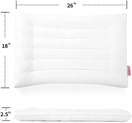 HOMBYS Ultra Thin Flat Pillow for Sleeping, Thin Pillow for Back Sleeper, Supportive Stomach Sleeping Pillow, Slim Bed Pillow, Machine Washable-Standard Size 18x26, White - Image 2