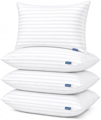 CozyLux Pillows Standard Size Set of 4, Hotel Style Stripe Bed Pillow by CozyLux