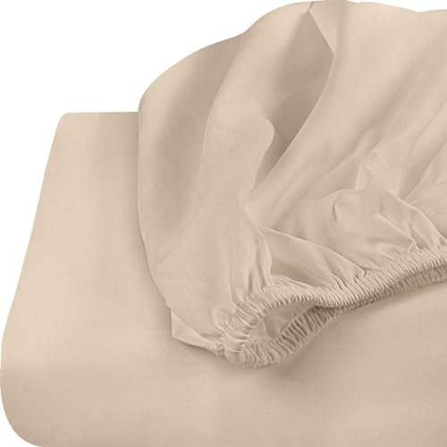 Pack of 2 Full Fitted Sheet, Fits Up to 15 Inch Deep Pocket, Beige - Image 5