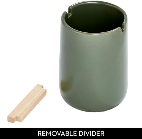 iDesign Ceramic Earth Collection Toothbrush Holder, Moss/Natural Wood - Image 4