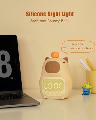 Capybara Alarm Clock for Kids, Cute Kid Night Light Toddler Alarm Clocks - Image 5