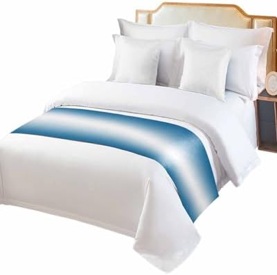 DecorLovee Blue Ombre Bed Runners for Cal King Size Bed, Modern Abstract Decorative Bed Throws for Foot of Bed, Blue White Gradient Bed Runner Sofa Throw Bedding Scarf Protector Slipcover for Bedroom - Image 2