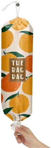 Plastic Bag Organizer,Reusable Grocery Country Style Plastic Bag Dispenser, ​for Home Kitchen Travelling Camping Decor, use 1 Pack，Tangerine Pattern by IHopes%2B