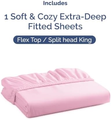 CGK Extra Deep Flex Top Split Head King Fitted Sheet Only - Light Pink - Image 4