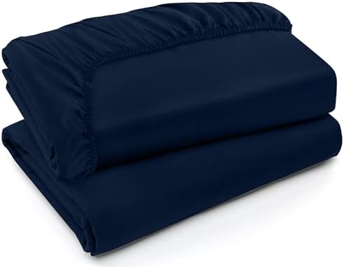 Pack of 2 Queen Fitted Sheet, Fits Up to 15 Inch Deep Pocket, Navy by UTOPIABEDDING