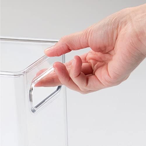 mDesign Plastic Modern Kitchen, Pantry Food Storage Container Bin w/ Handles - Cabinet, Fridge/Freezer, Countertop Organizer - Snacks/Drink/Appliances; Ligne Collection, Clear, 10x5x8 (Pack of 1) - Image 2