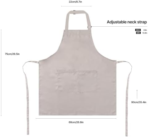 Kitchen Bib Chef Apron for Women Men with Pockets - Image 4