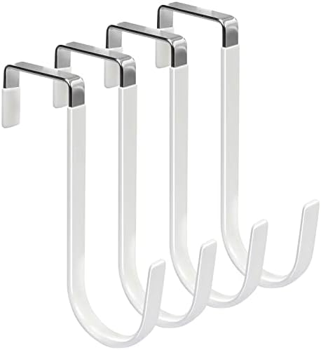 FYY Over the Door Hooks, Single-Hanger 4 Pack, Fits Doors 1 3/8" White by FYY