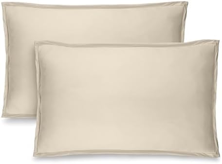 Bare Home Pillow Sham Covers 1800 Ultra-Soft Set of 2 (Queen, Sand) by BareHome