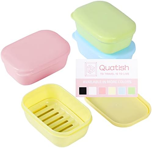 Quatish 4 Pack Travel Soap Case Leakproof, Portable Travel Bar Soap Holder Container with Lid for Camping, Gym, Multicolor by Quatish