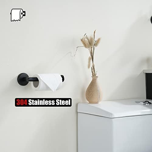 JQK Black Toilet Paper Holder, 5 Inch 304 Stainless Steel Thick 0.8mm Tissue Paper Dispenser, Matte Black Wall Mount, TPH120-PB - Image 5