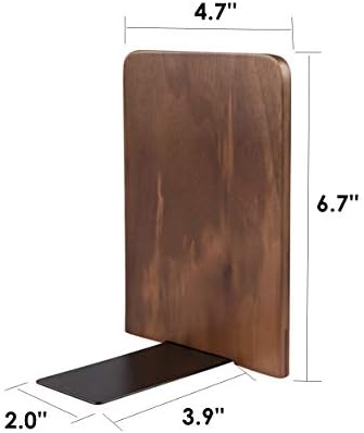 Pandapark Wood Bookends,Non-Skid Bookend for Shelves,Heavy Duty Bookends,Book Stand for Books/CDs,1 Pair - Image 2