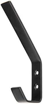 Amazon Basics Wall Mounted Modern Metal Drywall Coat Hooks - Flat Black, 5-Pack - Image 3