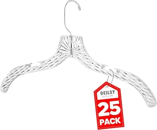 DEILSY™ Clothes Hangers 25 Pack Space-Saving Crystal Clear Plastic Hangers by Deilsy