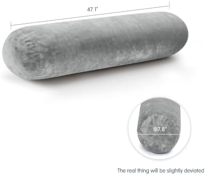 SyMax 7.8"x47" Body Pillow for Adults, Long Round Body Pillow for Adults, Bolster w/Removable Polyester Cover, Headboard Gap Filler Pillow, Light Grey - Image 2