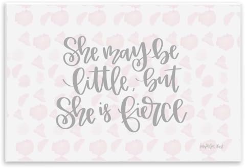 The Kids Room by Stupell She May Be Little But She Is Fierce Pink Watercolor Pattern, 10 x 15, Proudly Made in USA by StupellIndustries