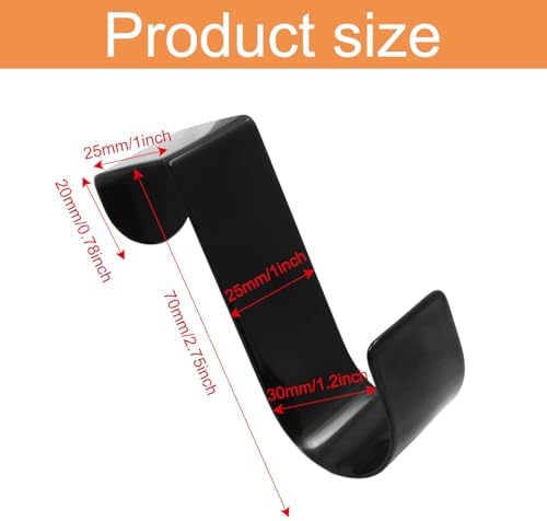 12 Pack Over The Cabinet Door Hook, 70mm Metal (Black) - Image 2