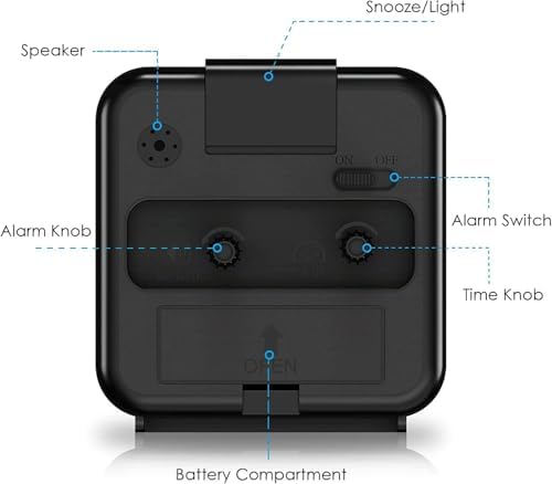 AMIR Analog Alarm Clock, Silent Non Ticking Small Clock, Travel Alarm Clock with Snooze & Light, Ascending Beep Sounds, Battery Operated Loud Alarm Clock for Bedroom, Bedside, Desk (Black) - Image 2