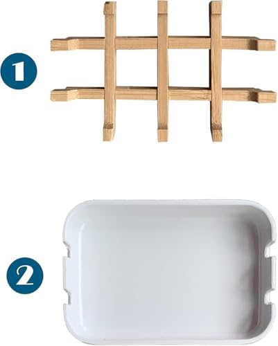 Aoheuo Modern Bamboo Fiber soap Holder and soap Dish Combination (Removable),5.12 Long by 3 Wide, 0.98 inches high, Used in Kitchens, bathrooms, and bar Sinks (Black,Off White) - Image 5