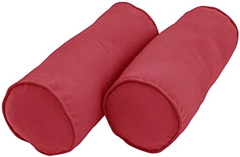 Blazing Needles Double-Corded Solid Twill Bolster Pillows with Inserts (Set of 2), 20" x 8", Berry Berry by BlazingNeedles