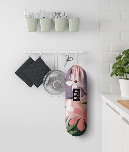 Grocery Bag Holder Abstract Flower Plastic Bag Holder Organizer Storage for Kitchen 23" x 9" - Image 4