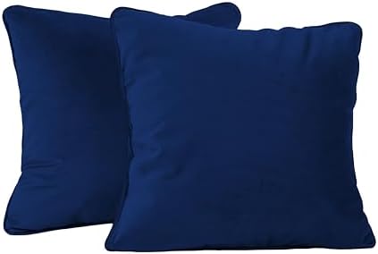 FDP 18" x 18" Velvet and Vinyl Square Pillow Set with Piping Decorative Throw Pillow for Home Dcor in Living Room, Bedroom or Lounge (2-Pack) - Eclipse, 15162-348 - Image 4