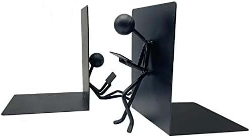 Ottimo Heavy Duty Metal Unique Office Desk Bookends for use as Bookshelf Decor, Home, Office or Kitchen Shelves. Unique, Cute and Decorative Book Stopper to Hold Books, Great Gift Idea (Black) - Image 7