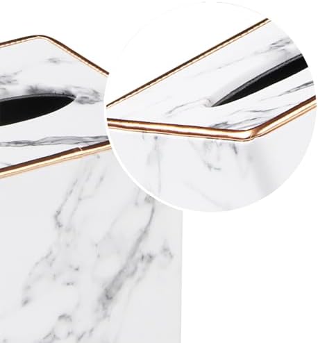 PU Leather Tissue Box Cover Square, Marble Facial Tissue Cube Box Holder - Image 5