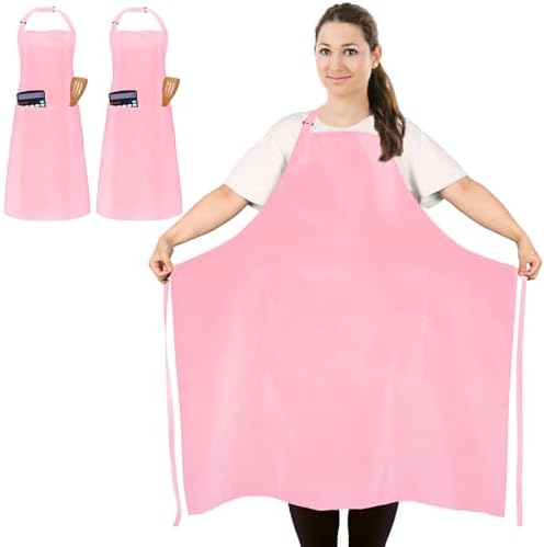 2 Pack Plus Size Waterproof Cooking Chef Apron with 2 Pockets for Men Women by FunChaos