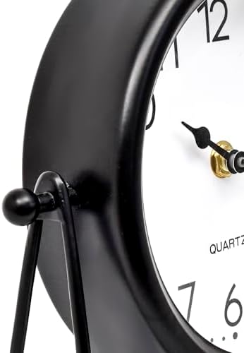 EMAX HOME Vintage Black Table Clock - Decorative Battery Operated Desk Clock with Stand, Silent Non-Ticking for Living Room Shelf Decor, 8.6 x 7.8 Inches - Image 6