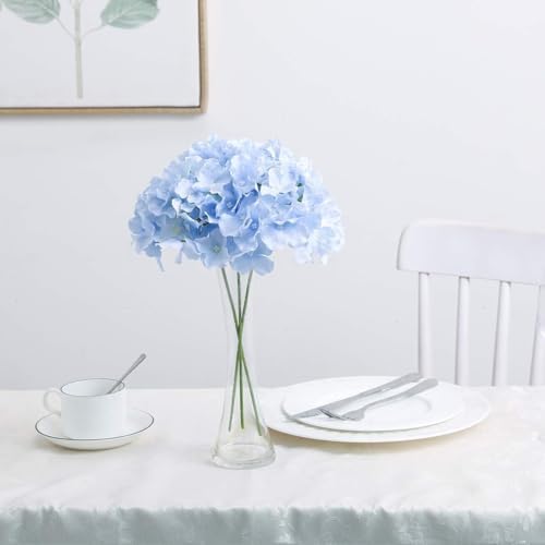 Fake Blue Hydrangea Artificial Flowers - Faux Silk Hydrangeas Flowers Heads with Stems Real Touch for Home Wedding Party Table Decor(Blue,Pack of 10) - Image 5
