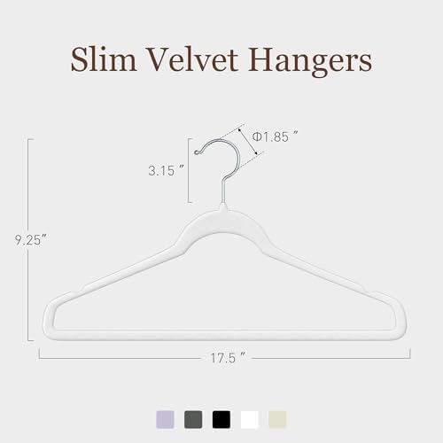 Velvet Hangers 100 Pack, 17.5" Non-Slip Clothes Hangers, White - Image 2