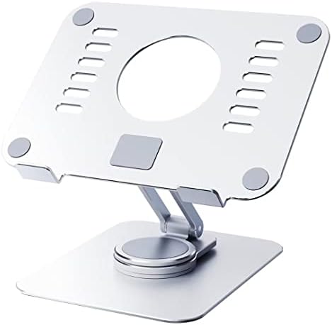 Swivel Tablet Holder, 360 Rotating Foldable Stand, Adjustable Aluminum Drawing Stand for Surface Pro/iPad Pro/Galaxy Tab, Monitor 4-14", Silver by DOLOVIN