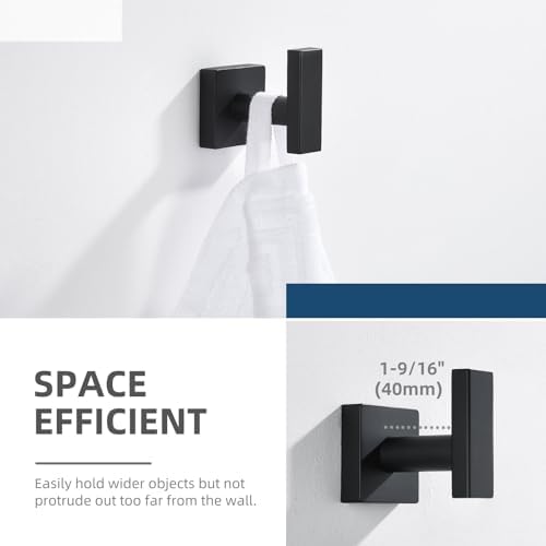 Angle Simple Towel Hook for Bathroom, Robe Coat Hook for Wall, Matte Black - Image 5